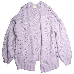 Billabong Blissed Out Lavender Open Front Gathered Sleeve Slouch Cardigan